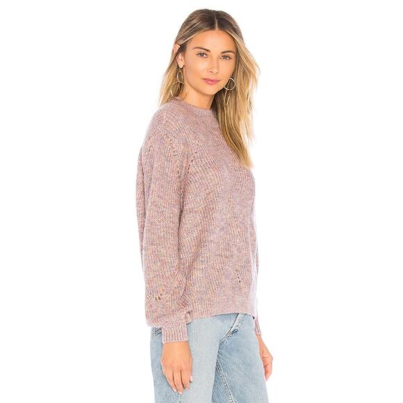 Tularosa Pauline Mock Neck Pullover Sweater Size L Heathered Purple Multi Cable - Picture 4 of 16